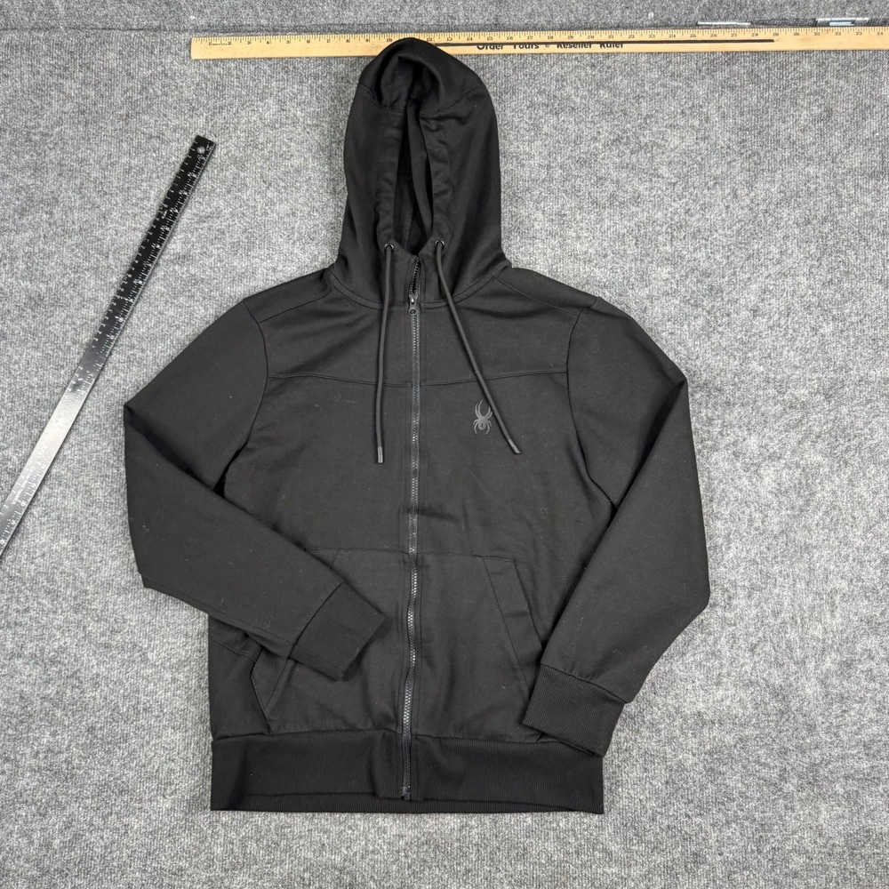 Spyder Hoodie Mens Size S Black Full Zip Viscose Blend ProWeb Athletic Jacket